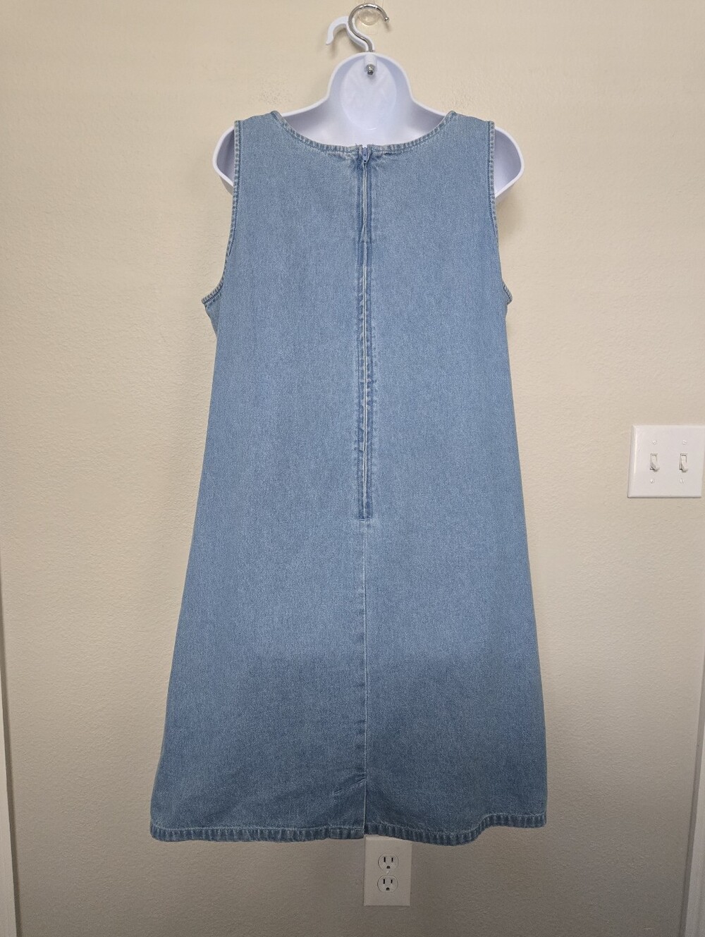 Vintage 90s Denim Mini Dress Butterfly Rhinestone Size Large - Picture 7 of 11